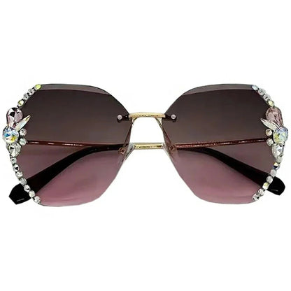 Rimless Rhinestone Sunglasses 