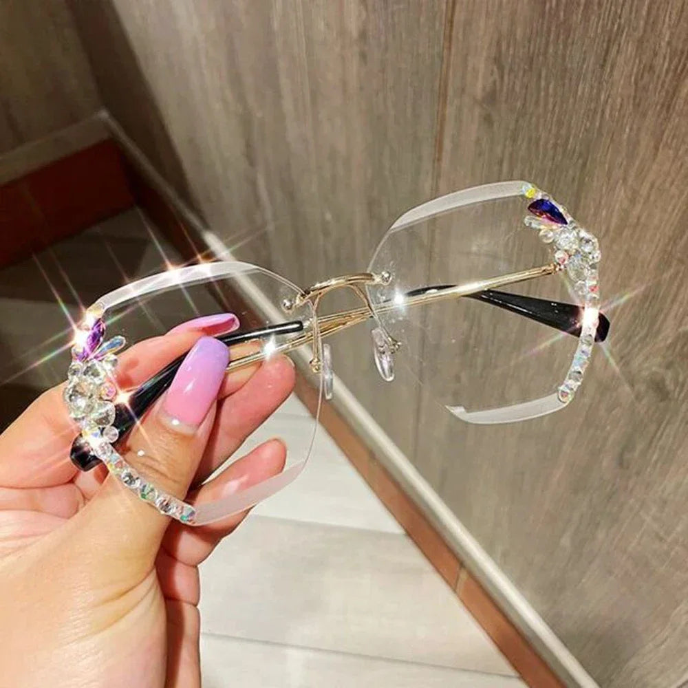 Rimless Rhinestone Sunglasses 