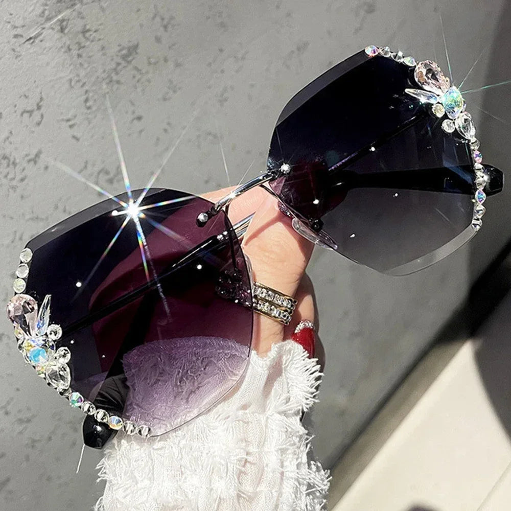 Rimless Rhinestone Sunglasses 