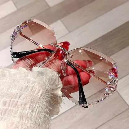 Rimless Rhinestone Sunglasses 